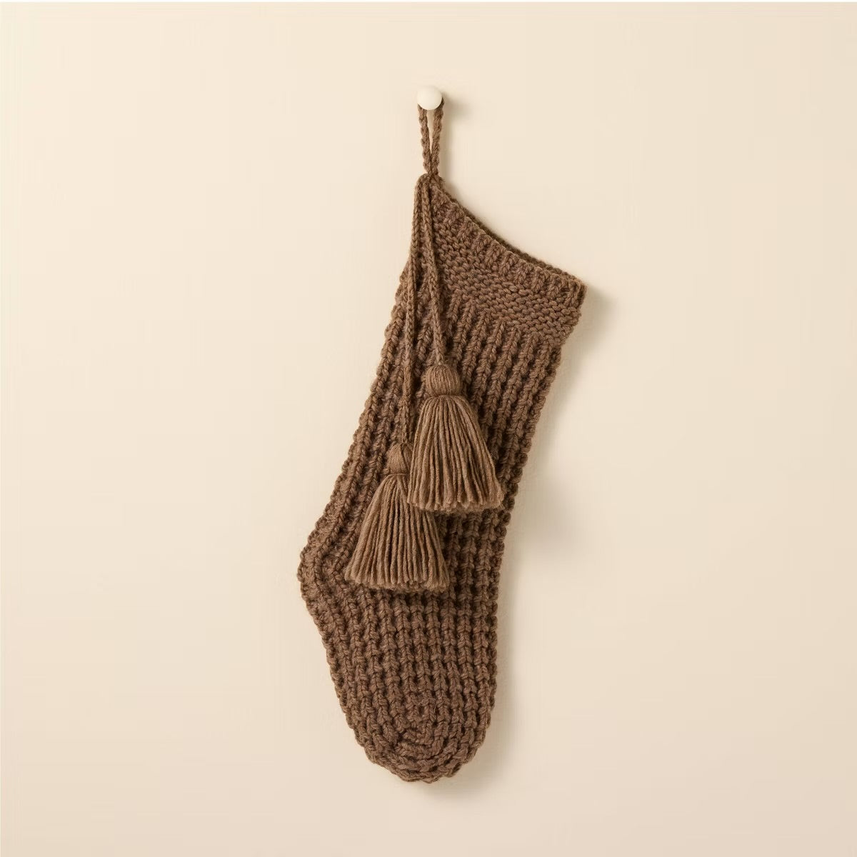Waffle knit stocking brown | Calcetines