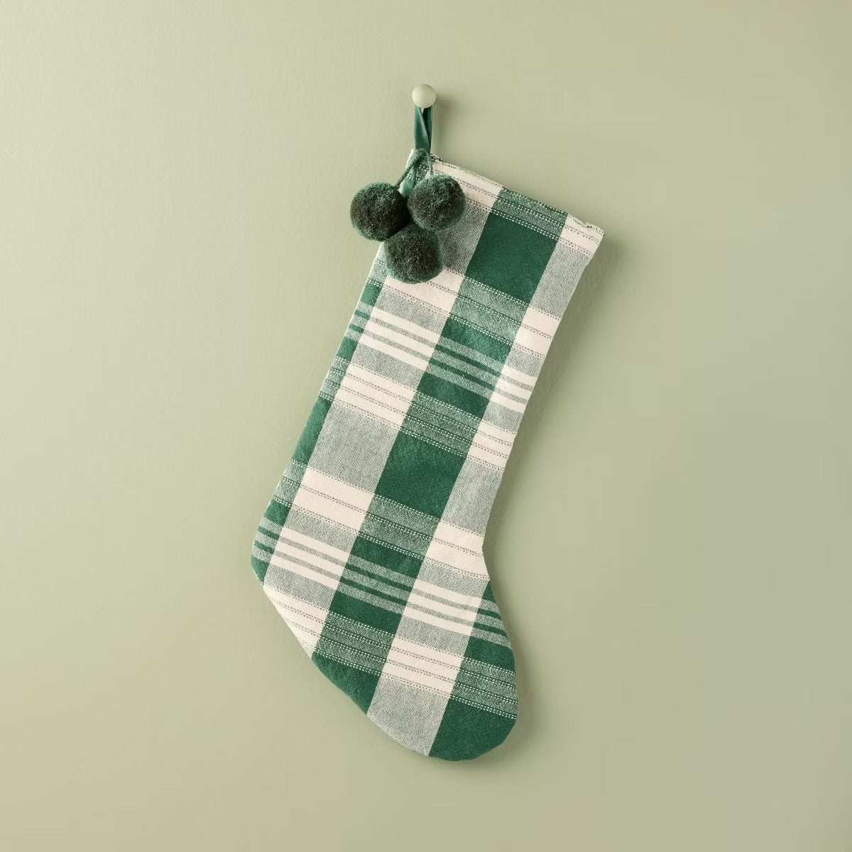 Plaid woven stocking cream and green | Calcetines