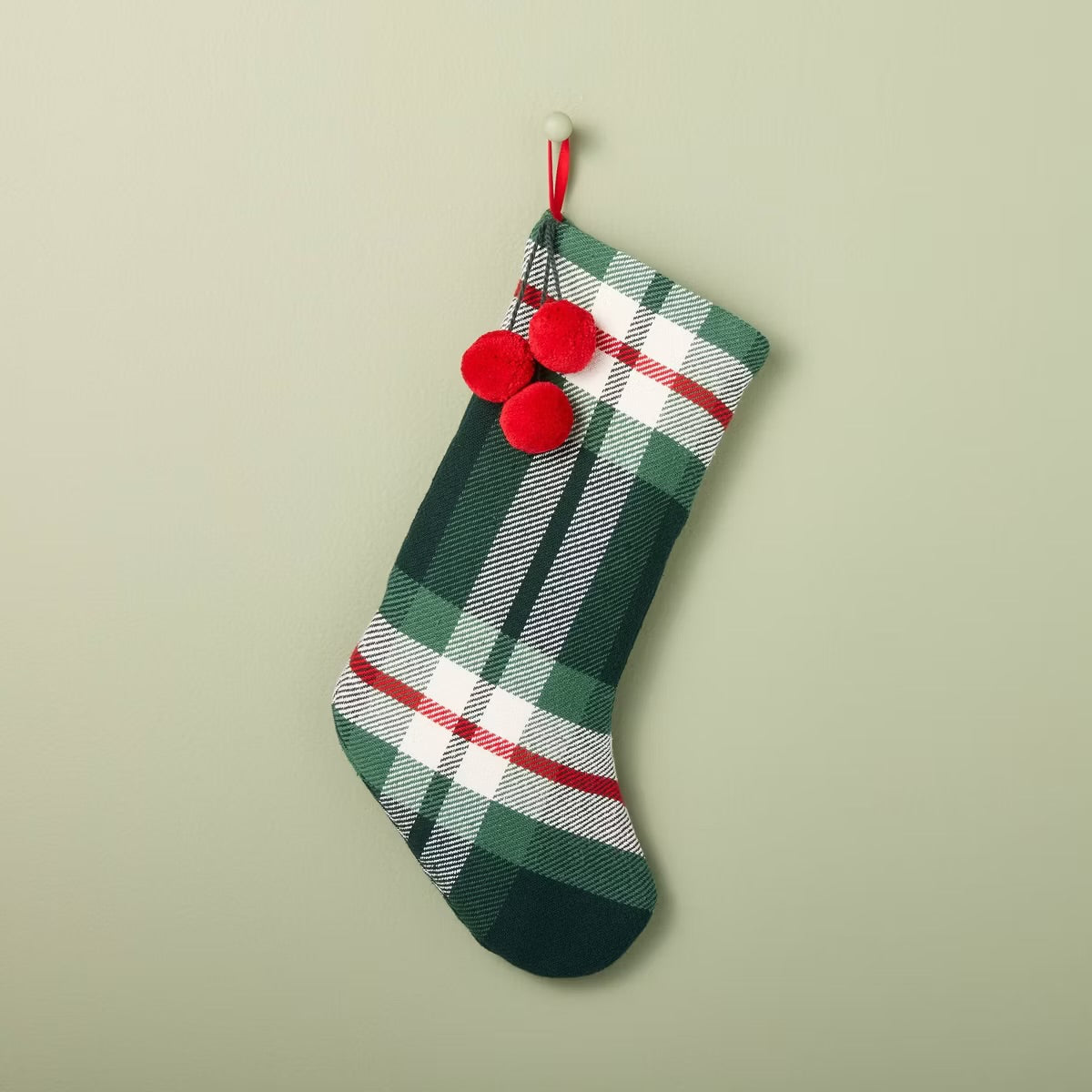 Plaid woven stocking red and green | Calcetines