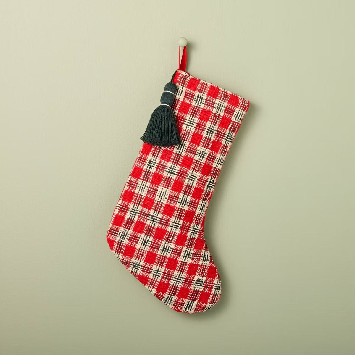 Vintage plaid woven stocking red | Calcetines