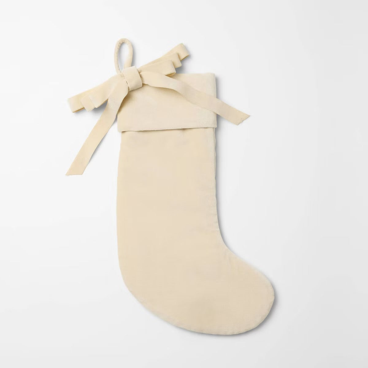 Velvet bow stocking cream | Calcetines