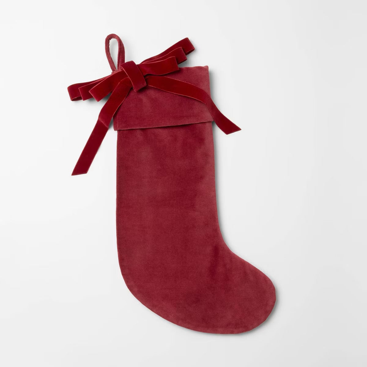 Velvet bow stocking red | Calcetines