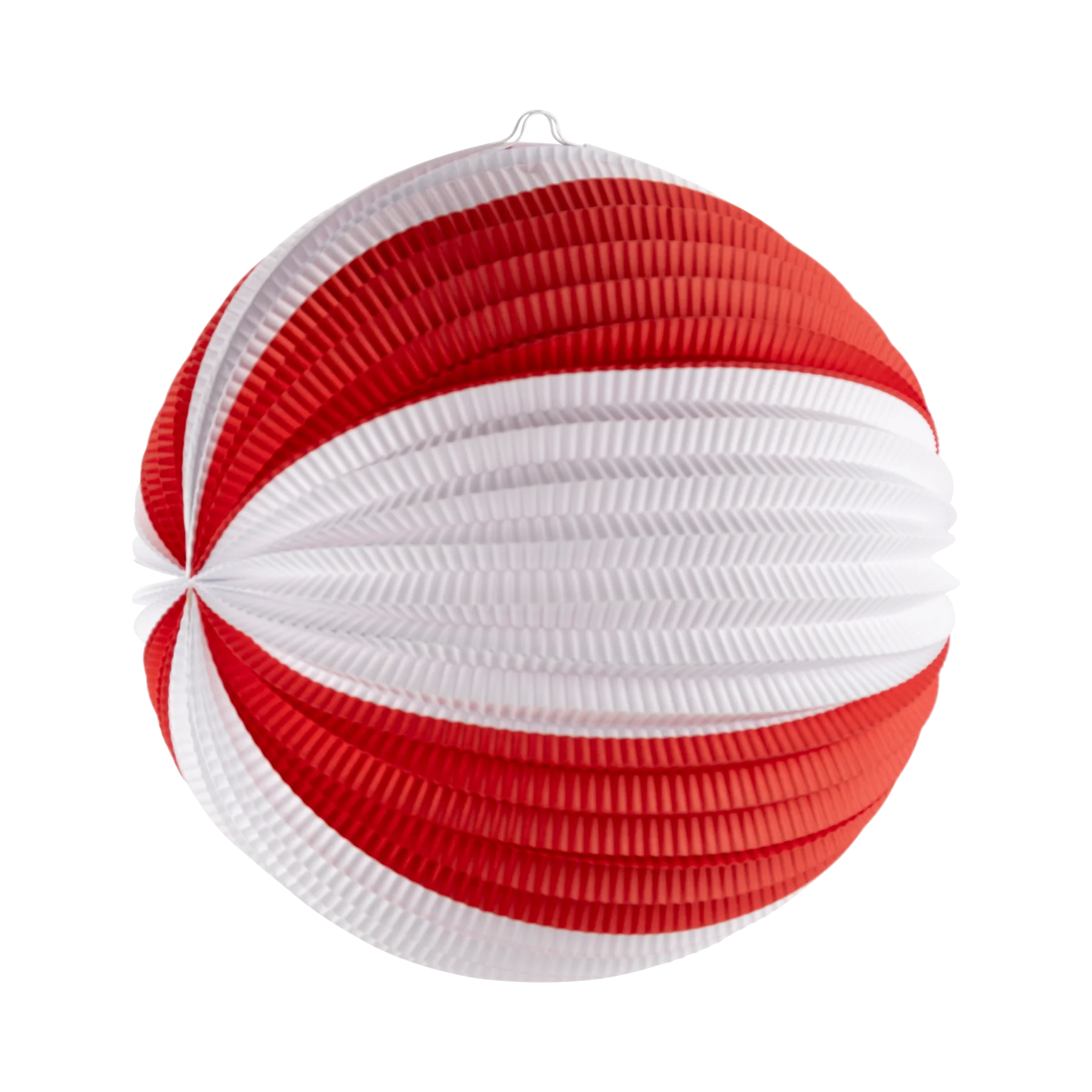 Red and cream accordion paper lanterns | Decoraciónes navideñas