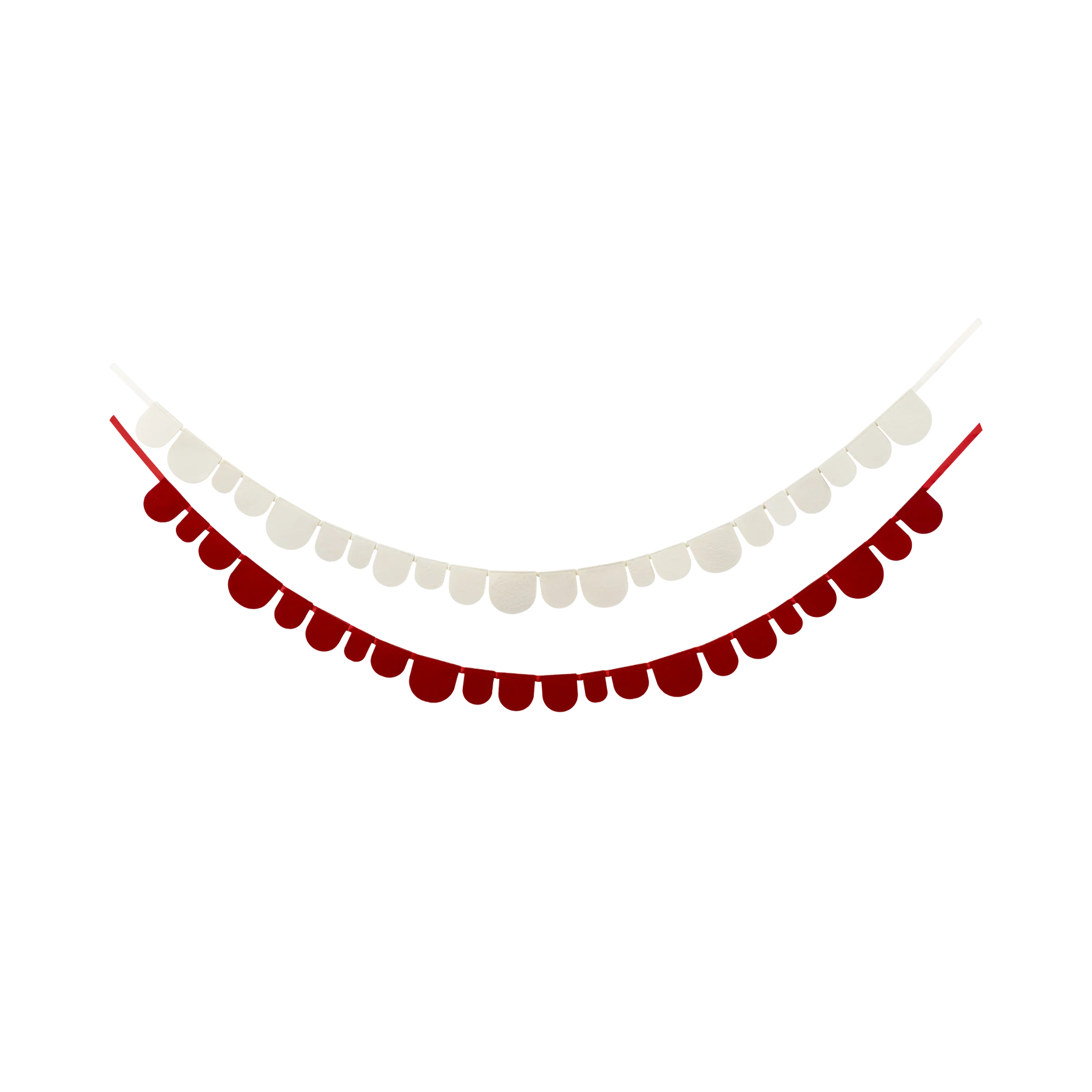 Red and cream scalloped felt banner set | Decoraciónes navideñas