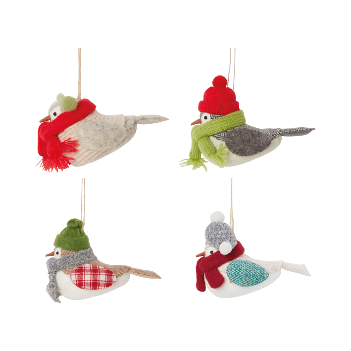 Adorno Navideño | Pajaritos Beige (Set de 4)